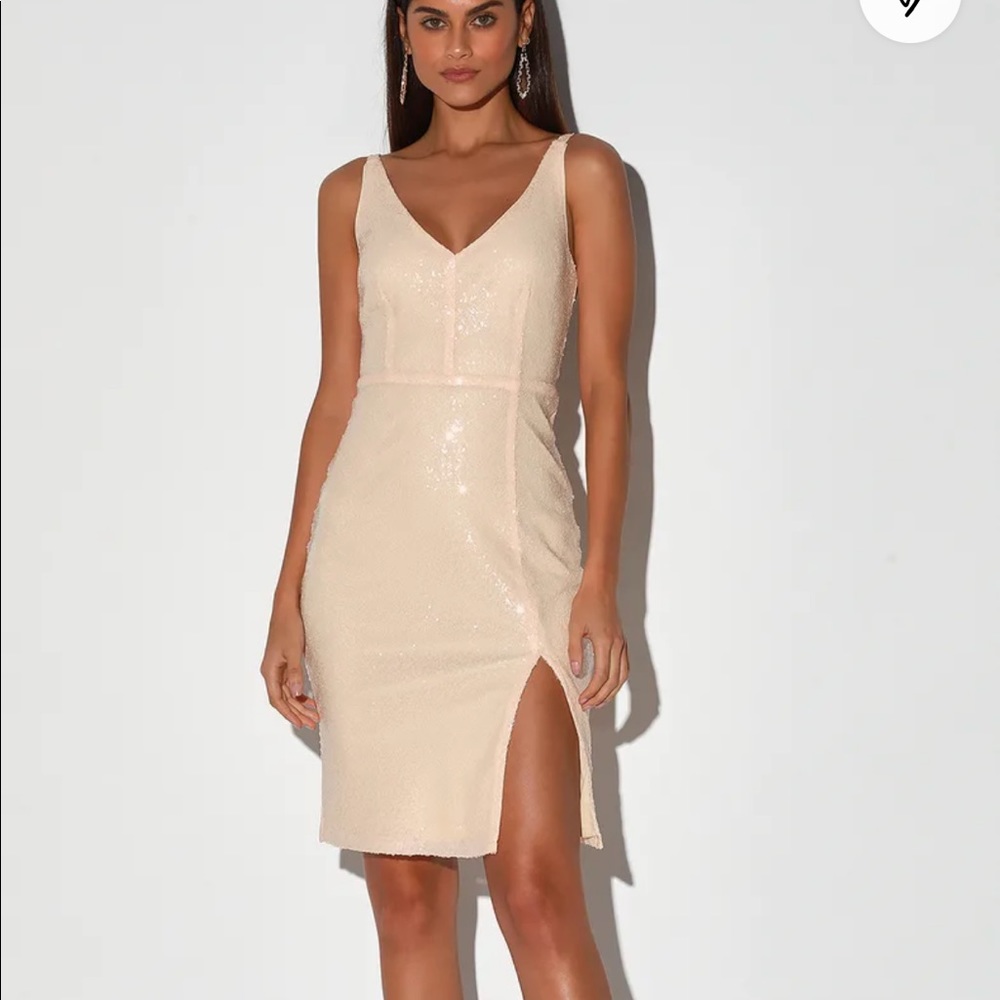 Lulus Light Blush Sequin Bodycon Mini Dress